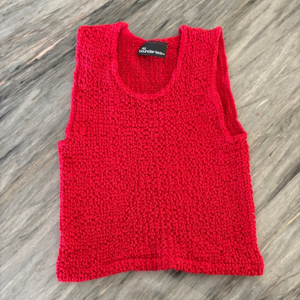 No Boundaries 90s Y2K Red Textured Knit Tank Top